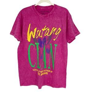 Wu-Tang Clan Live At The Fever II The Bronx T-Shirt Hot Pink Acid Wash‎ Large